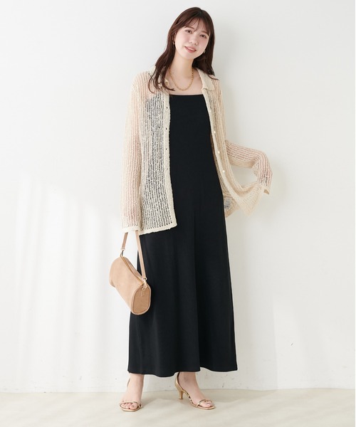 natural couture(ナチュラルクチュール)の「ネップ透かし編みカーデ(カーディガン/ボレロ・レディース・アイボリー/ブラック系その他・FREE)」の7枚目の写真
