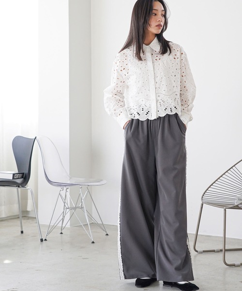 mili an deni（ミリアンデニ）の「サイドフリルイージーパンツ（その他パンツ・レディース・グレー/ブラック/ベージュ・M）」の11枚目の写真