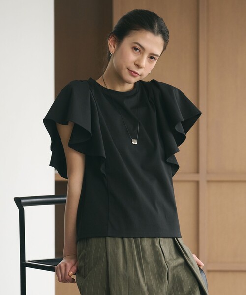 BEAUTY&YOUTH UNITED ARROWS(ビューティーアンドユースユナイテッドアローズ)の「【WEB限定】ラッフル フリルスリーブプルオーバー 遮熱 吸水速乾(Tシャツ/カットソー・レディース・ライトブルー/ブラック/オレンジ/オフホワイト・FREE)」の7枚目の写真