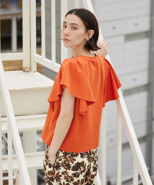 BEAUTY&YOUTH UNITED ARROWS(ビューティーアンドユースユナイテッドアローズ)の「【WEB限定】ラッフル フリルスリーブプルオーバー 遮熱 吸水速乾(Tシャツ/カットソー・レディース・ライトブルー/ブラック/オレンジ/オフホワイト・FREE)」の10枚目の写真