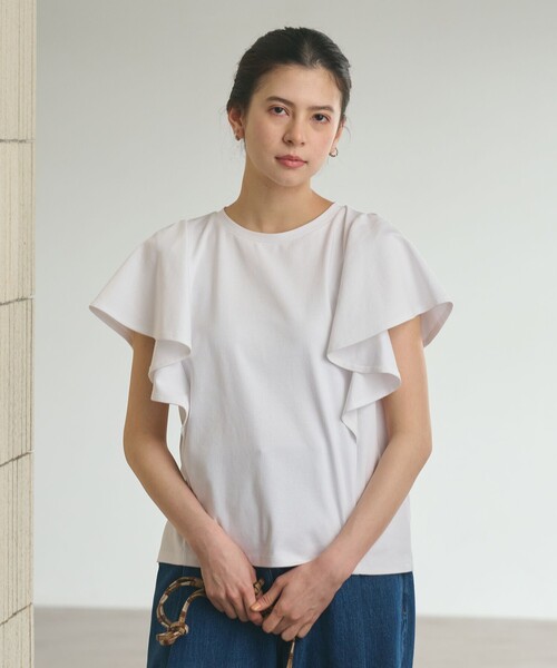 BEAUTY&YOUTH UNITED ARROWS(ビューティーアンドユースユナイテッドアローズ)の「【WEB限定】ラッフル フリルスリーブプルオーバー 遮熱 吸水速乾(Tシャツ/カットソー・レディース・ライトブルー/ブラック/オレンジ/オフホワイト・FREE)」の14枚目の写真