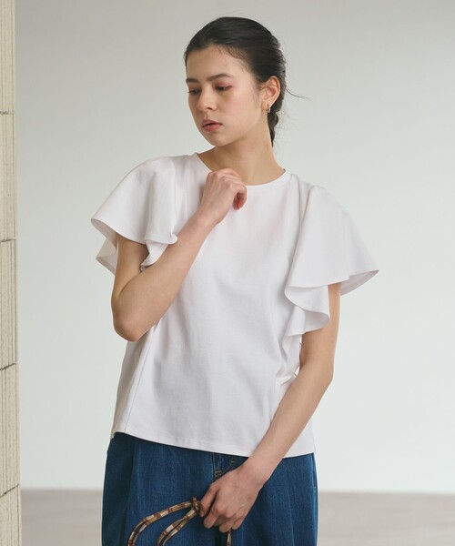 BEAUTY&YOUTH UNITED ARROWS(ビューティーアンドユースユナイテッドアローズ)の「【WEB限定】ラッフル フリルスリーブプルオーバー 遮熱 吸水速乾(Tシャツ/カットソー・レディース・ライトブルー/ブラック/オレンジ/オフホワイト・FREE)」の15枚目の写真