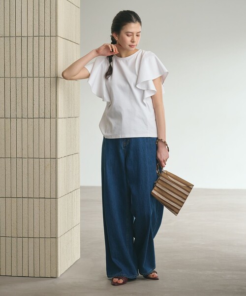 BEAUTY&YOUTH UNITED ARROWS(ビューティーアンドユースユナイテッドアローズ)の「【WEB限定】ラッフル フリルスリーブプルオーバー 遮熱 吸水速乾(Tシャツ/カットソー・レディース・ライトブルー/ブラック/オレンジ/オフホワイト・FREE)」の17枚目の写真