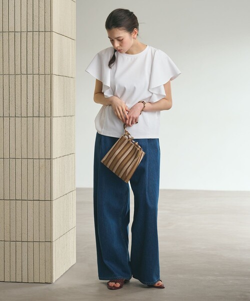 BEAUTY&YOUTH UNITED ARROWS(ビューティーアンドユースユナイテッドアローズ)の「【WEB限定】ラッフル フリルスリーブプルオーバー 遮熱 吸水速乾(Tシャツ/カットソー・レディース・ライトブルー/ブラック/オレンジ/オフホワイト・FREE)」の18枚目の写真