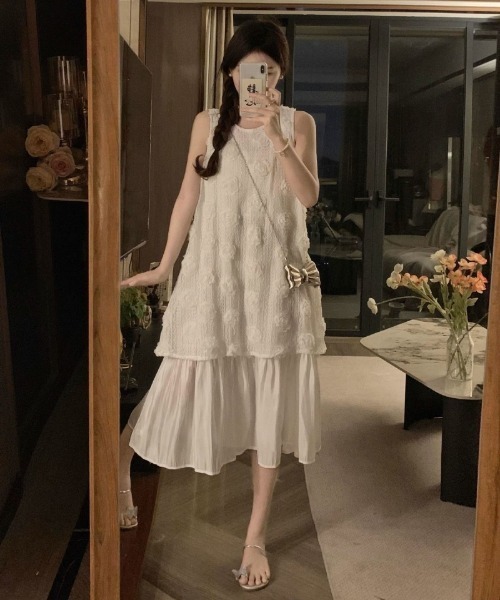Ritzy(リッツィー)の「レースデザインAライン ノースリーブワンピース(ワンピース・レディース・ホワイト/ブラック/ピンク・L/M)」の15枚目の写真