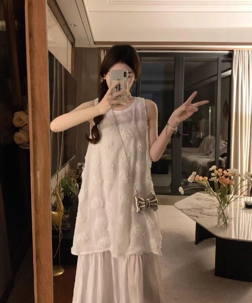 Ritzy(リッツィー)の「レースデザインAライン ノースリーブワンピース(ワンピース・レディース・ホワイト/ブラック/ピンク・L/M)」の11枚目の写真