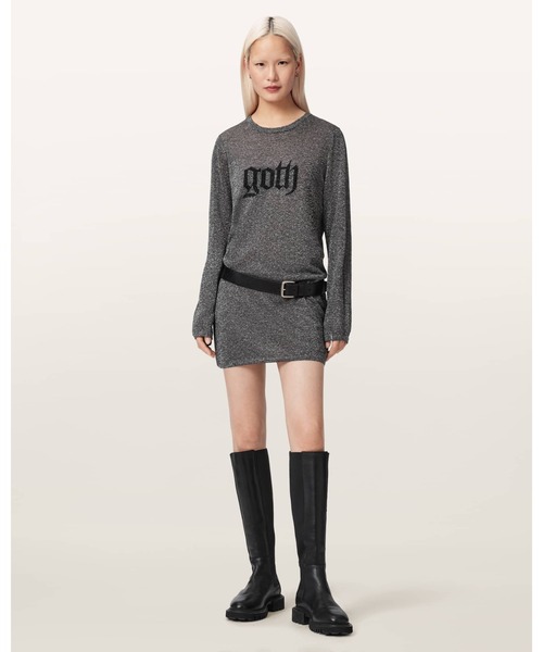 ALLSAINTS(オールセインツ)の「DEETZ METALLIC LONG SLEEVE MINI DRESS | DEETZ メタリック 長袖 ミニ ドレス・ワンピース(ワンピース・レディース・シルバー系その他・XS/S/M)」の1枚目の写真