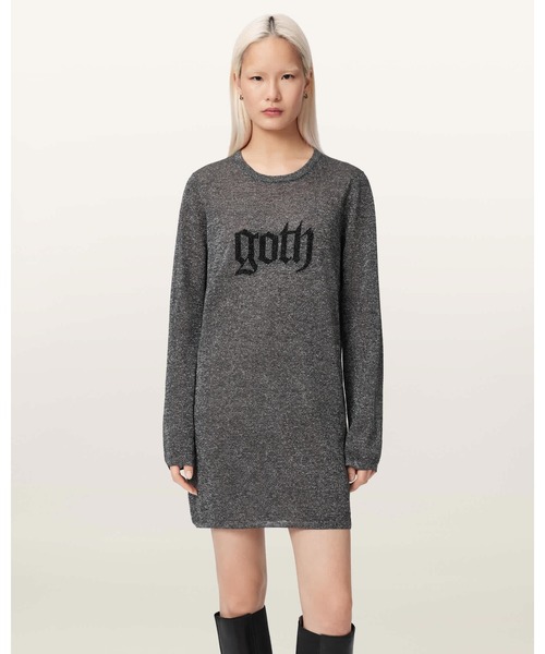 ALLSAINTS(オールセインツ)の「DEETZ METALLIC LONG SLEEVE MINI DRESS | DEETZ メタリック 長袖 ミニ ドレス・ワンピース(ワンピース・レディース・シルバー系その他・XS/S/M)」の3枚目の写真