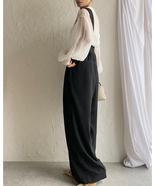 She's Closet(シーズクローゼット)の「ハイウエスト ツータック オールインワン ワイドパンツ サロペット(サロペット/オーバーオール・レディース・ブラック/チャコールグレー・FREE)」の20枚目の写真