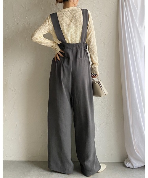 She's Closet(シーズクローゼット)の「ハイウエスト ツータック オールインワン ワイドパンツ サロペット(サロペット/オーバーオール・レディース・ブラック/チャコールグレー・FREE)」の10枚目の写真