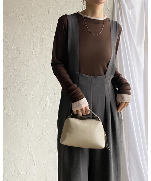 She's Closet(シーズクローゼット)の「ハイウエスト ツータック オールインワン ワイドパンツ サロペット(サロペット/オーバーオール・レディース・ブラック/チャコールグレー・FREE)」の7枚目の写真