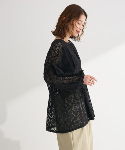 Green Parks(グリーンパークス)の「メッシュレースタック入りプルオーバー(Tシャツ/カットソー・レディース・ブラウン/ブラック/アイボリー・FREE)」の13枚目の写真