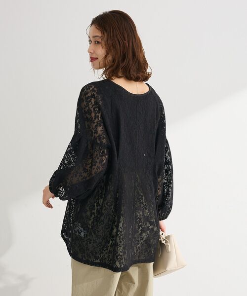 Green Parks(グリーンパークス)の「メッシュレースタック入りプルオーバー(Tシャツ/カットソー・レディース・ブラウン/ブラック/アイボリー・FREE)」の14枚目の写真