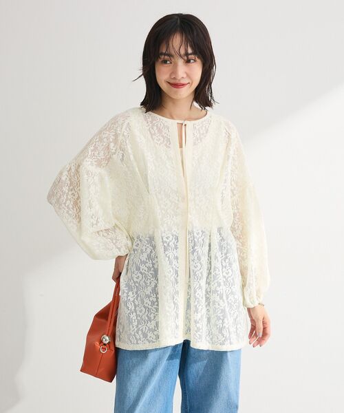 未使用 タグ付 ☆muveil 2018ss☆ 星レース プリーツ カットソー 手洗い可能〉ラッセル レース クルーネック カットソー｜ SHIPS 公式サイト