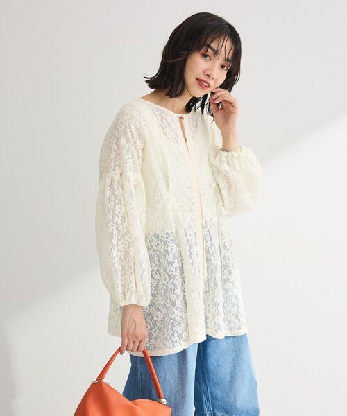 Green Parks(グリーンパークス)の「メッシュレースタック入りプルオーバー(Tシャツ/カットソー・レディース・ブラウン/ブラック/アイボリー・FREE)」の19枚目の写真