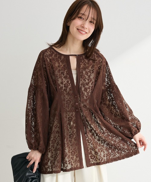 セール】メッシュレースタック入りプルオーバー（Tシャツ/カットソー