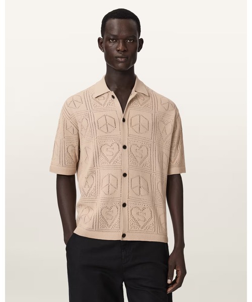 ALLSAINTS(オールセインツ)の「ARKTX OPEN STITCH JACQUARD CARDIGAN | ARKTX オープン ステッチ ジャカード カーディガン(カーディガン/ボレロ・メンズ・ベージュ系その他・S/M/L)」の1枚目の写真