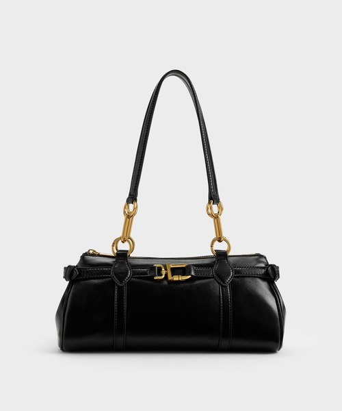 CHARLES & KEITH(チャールズ & キース)の「Gwynne グウィン メタリックアクセント イーロンゲイティド ショルダーバッグ(トートバッグ・レディース・チョコ/クリーム/ブラック・M)」の22枚目の写真
