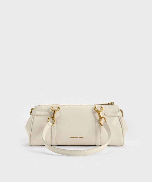 CHARLES & KEITH(チャールズ & キース)の「Gwynne グウィン メタリックアクセント イーロンゲイティド ショルダーバッグ(トートバッグ・レディース・チョコ/クリーム/ブラック・M)」の11枚目の写真