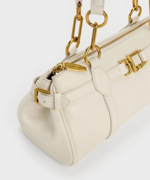 CHARLES & KEITH(チャールズ & キース)の「Gwynne グウィン メタリックアクセント イーロンゲイティド ショルダーバッグ(トートバッグ・レディース・チョコ/クリーム/ブラック・M)」の12枚目の写真