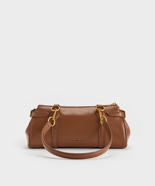 CHARLES & KEITH(チャールズ & キース)の「Gwynne グウィン メタリックアクセント イーロンゲイティド ショルダーバッグ(トートバッグ・レディース・チョコ/クリーム/ブラック・M)」の6枚目の写真