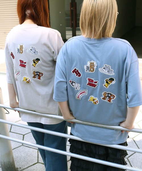 Tom＆Jerry（トムアンドジェリー）の「【公式】トムとジェリー　ワッペン&PUアップリケTシャツ（Tシャツ/カットソー・メンズ・オートミール/グレイッシュベージュ/ブラック/サックスブルー・L/M）」の11枚目の写真