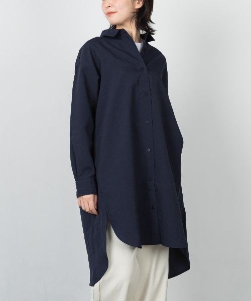 【オンラインストア・店舗限定商品】ポイント刺繍撥水ロングシャツ