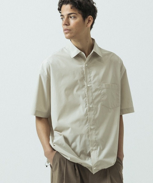 SLICK(スリック)の「【SLICK/スリック】Cotton Like Typewriter Drawstring Regular Collar Shirt/コットンライク タイプライター ドローストリング レギュラーカラーシャツ(シャツ/ブラウス・メンズ・オレンジ/ブラック/ブルー/グレイッシュベージュ・2/1/3)」の3枚目の写真