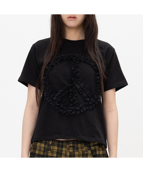 WEBHOUSE(ウェブハウス)の「レースピースパッチT - ブラック(Tシャツ/カットソー・レディース・その他・FREE)」の1枚目の写真