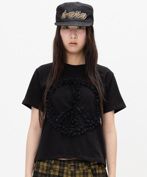 WEBHOUSE(ウェブハウス)の「レースピースパッチT - ブラック(Tシャツ/カットソー・レディース・その他・FREE)」の2枚目の写真