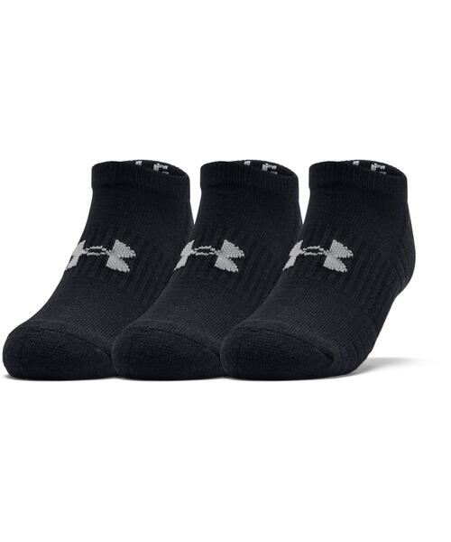 UNDER ARMOUR(アンダーアーマー)の「UAトレーニング コットン ノーショー ソックス (3足セット)(トレーニング/メンズ/レディース)(ソックス/靴下・レディース・ブラック・M/L)」の1枚目の写真