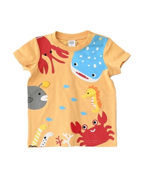 CHEEK ROOM(チークルーム)の「CHEEK ROOM/チークルーム 海の魚たち Tシャツ(Tシャツ/カットソー・キッズ・イエロー/オレンジ/サックスブルー・80cm/100cm/110cm/120cm/130cm/90cm)」の3枚目の写真