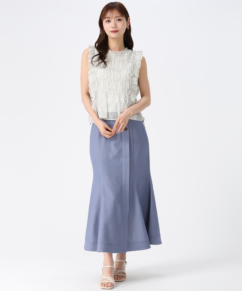 MISCH MASCH(ミッシュマッシュ)の「2026春夏新作 小花柄シャーリングノースリブラウス(シャツ/ブラウス・レディース・イエロー/ホワイト/ブルー・フリ-)」の8枚目の写真