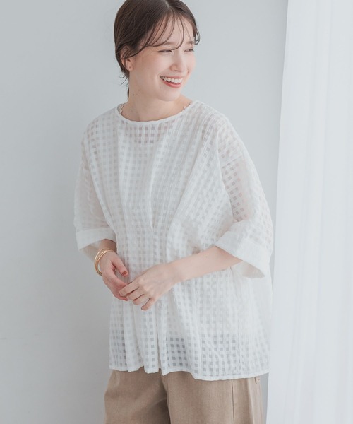GOOD PRICE】シャドーチェックタックブラウス（シャツ/ブラウス