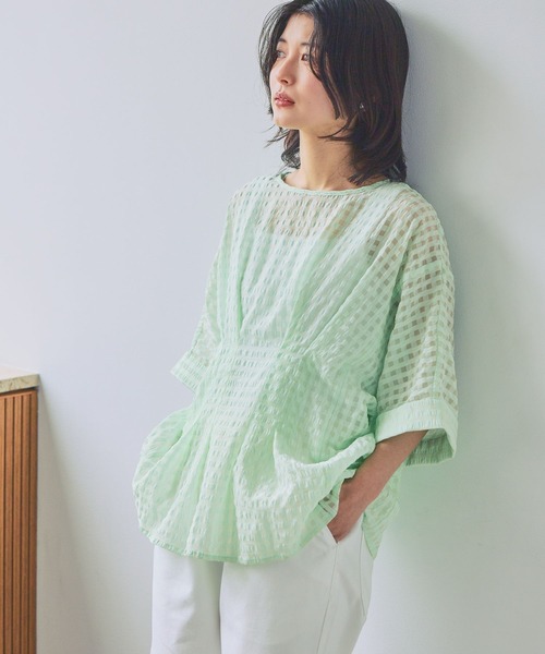 GOOD PRICE】シャドーチェックタックブラウス（シャツ/ブラウス