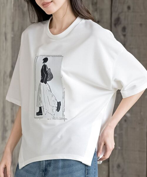 rps(アールピーエス)の「スパンコールGirlワイドT(Tシャツ/カットソー・レディース・ライトグレー/ブラック/オフホワイト・フリー)」の1枚目の写真
