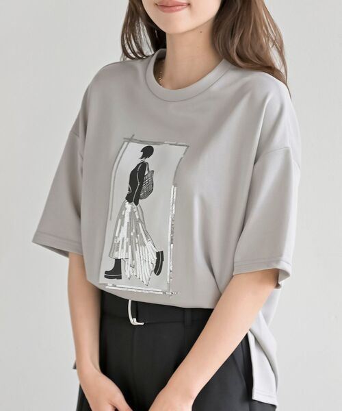 rps(アールピーエス)の「スパンコールGirlワイドT(Tシャツ/カットソー・レディース・ライトグレー/ブラック/オフホワイト・フリー)」の3枚目の写真