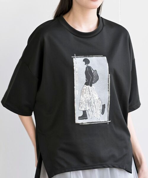 rps(アールピーエス)の「スパンコールGirlワイドT(Tシャツ/カットソー・レディース・ライトグレー/ブラック/オフホワイト・フリー)」の2枚目の写真