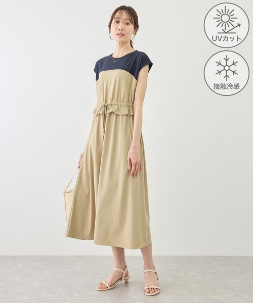 ROPE' PICNIC(ロペピクニック)の「ナイロンビスチェドッキングカットワンピース/UVカット・接触冷感(ワンピース・レディース・ネイビー/ベージュ/ブラック・FREE)」の4枚目の写真