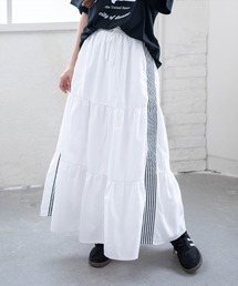 clear | サイドラインティアードスカート［骨格ナチュラル/ロング丈/カジュアル］(スカート)