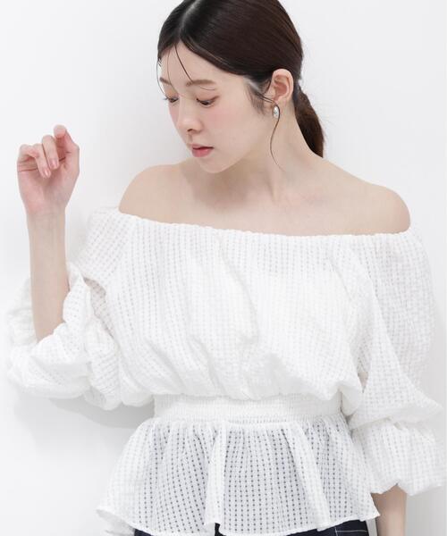 PROPORTION BODY DRESSING（プロポーションボディドレッシング）の「【中川紅葉さん着用＜ａ＞２ＷＡＹオフショルフィッシュテールブラウス / 1216219600（シャツ/ブラウス・レディース・ホワイト/イエロー/ブラック・SMALL/MEDIUM）」の2枚目の写真