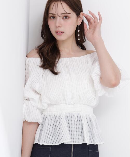PROPORTION BODY DRESSING（プロポーションボディドレッシング）の「【中川紅葉さん着用＜ａ＞２ＷＡＹオフショルフィッシュテールブラウス / 1216219600（シャツ/ブラウス・レディース・ホワイト/イエロー/ブラック・SMALL/MEDIUM）」の6枚目の写真