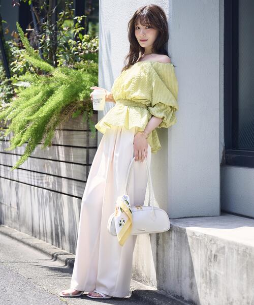 PROPORTION BODY DRESSING（プロポーションボディドレッシング）の「【中川紅葉さん着用＜ａ＞２ＷＡＹオフショルフィッシュテールブラウス / 1216219600（シャツ/ブラウス・レディース・ホワイト/イエロー/ブラック・SMALL/MEDIUM）」の9枚目の写真