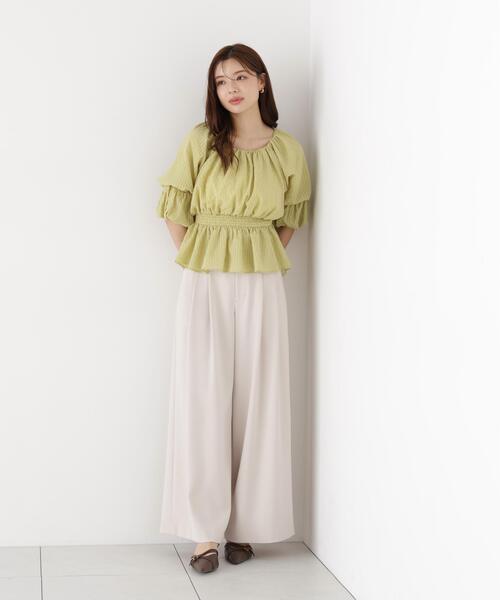 PROPORTION BODY DRESSING（プロポーションボディドレッシング）の「【中川紅葉さん着用＜ａ＞２ＷＡＹオフショルフィッシュテールブラウス / 1216219600（シャツ/ブラウス・レディース・ホワイト/イエロー/ブラック・SMALL/MEDIUM）」の12枚目の写真