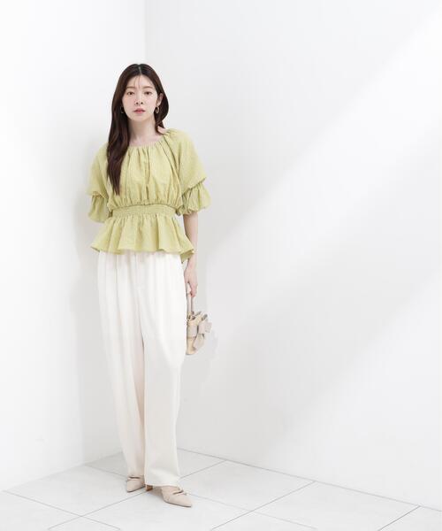 PROPORTION BODY DRESSING（プロポーションボディドレッシング）の「【中川紅葉さん着用＜ａ＞２ＷＡＹオフショルフィッシュテールブラウス / 1216219600（シャツ/ブラウス・レディース・ホワイト/イエロー/ブラック・SMALL/MEDIUM）」の19枚目の写真
