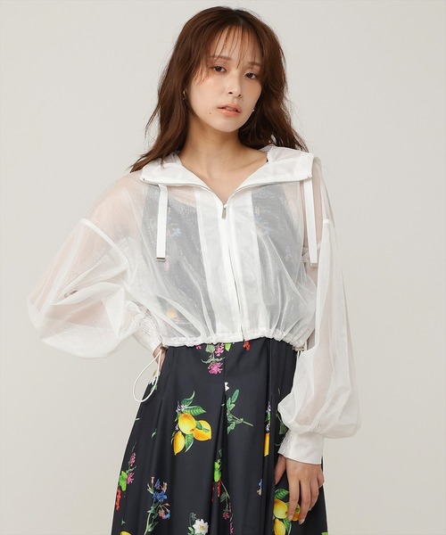 AND COUTURE(アンドクチュール)の「シアーメッシュブルゾン(ブルゾン・レディース・ブラック/オフホワイト/ベージュ/ラベンダー・FREE)」の13枚目の写真