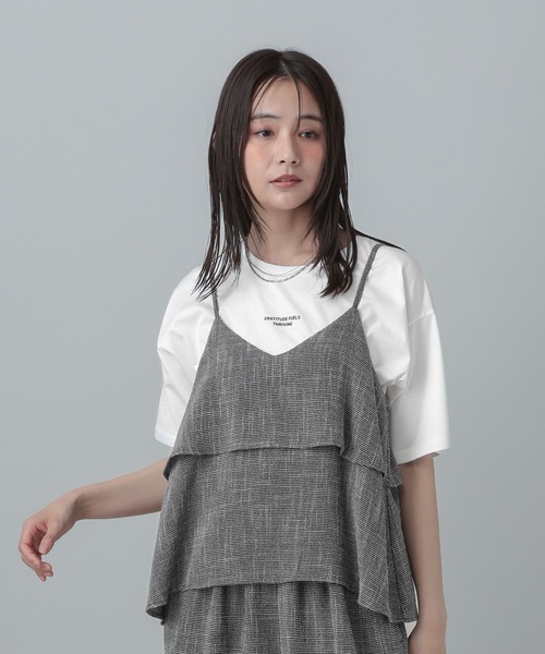 GLOBAL WORK（グローバルワーク）の「MATINEE LINE/カラミリネンライクサロペット/670042（サロペット/オーバーオール・レディース・ブラック×ホワイト/ベージュ/ブラウン系8・MEDIUM/LARGE）」の6枚目の写真