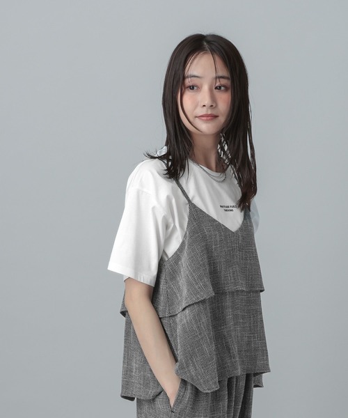 GLOBAL WORK（グローバルワーク）の「MATINEE LINE/カラミリネンライクサロペット/670042（サロペット/オーバーオール・レディース・ブラック×ホワイト/ベージュ/ブラウン系8・MEDIUM/LARGE）」の7枚目の写真