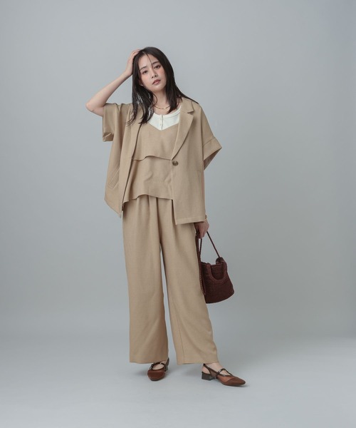 GLOBAL WORK（グローバルワーク）の「MATINEE LINE/カラミリネンライクサロペット/670042（サロペット/オーバーオール・レディース・ブラック×ホワイト/ベージュ/ブラウン系8・MEDIUM/LARGE）」の17枚目の写真