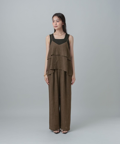 GLOBAL WORK（グローバルワーク）の「MATINEE LINE/カラミリネンライクサロペット/670042（サロペット/オーバーオール・レディース・ブラック×ホワイト/ベージュ/ブラウン系8・MEDIUM/LARGE）」の21枚目の写真